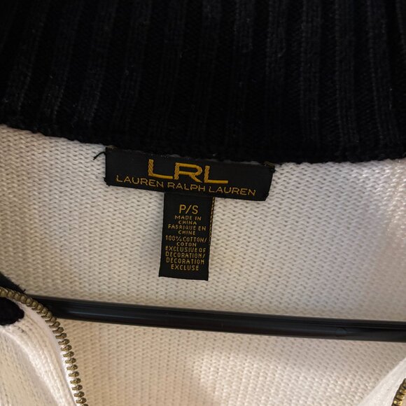 Lauren Ralph Lauren Black Label White and Black Zip-Up Cardigan Sweater ~ SP - Picture 2 of 3